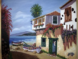 Casa Canaria barcas Óleo sobre lienzo (diciembre de 2007) (Colección privada)