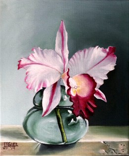 Jarrón con orquídea Oleo sobre lienzo (30x25 cm.) (marzo de 2014)