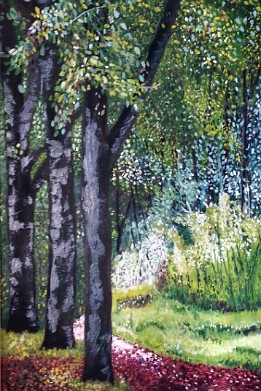 Otoñal Chile II Oleo sobre lienzo (60x30 cm.) (diciembre de 2013) Parque Jorge Alessandri-CHILE