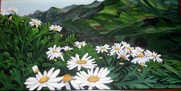 Margaritas en el monte Oleo sobre lienzo (80x40 cm.) (Colección privada)