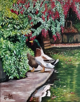 En el estanque Oleo sobre lienzo (41x33 cm.) (octubre de 2019) (obra inspirada en la fotografía de Lilian Hermosilla)