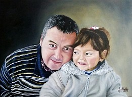 Con mi Papi Oleo sobre lienzo (61x46 cm.) (marzo de 2017) (Coleccón privada del artista)