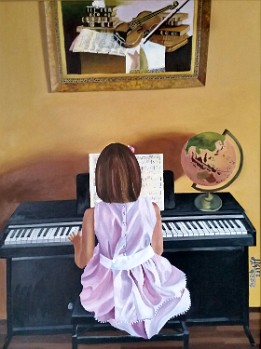 Rocío al piano Oleo sobre lienzo (61x46 cm.) (septiembre de 2016)