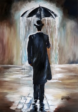 Bajo la lluvia Oleo sobre lienzo (65x46 cm.) (octubre de 2018) (Colección privada)