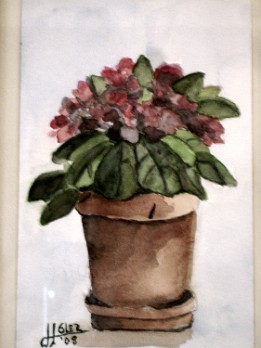 Maceta con flores Acuarela (agosto de 2008)