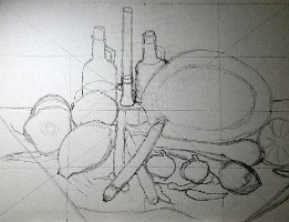 Bodegón -de la huerta- Dibujo a lápiz