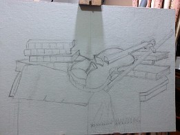 Composición Violín dibujo 1 Dibujo a lápiz